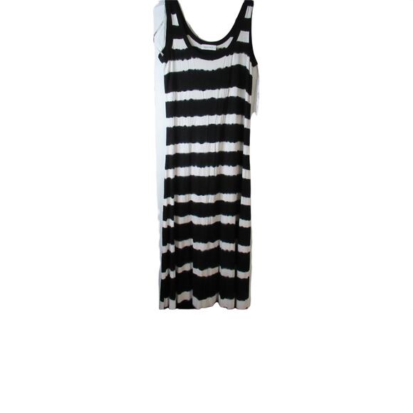 Calvin Klein Black and White Striped Sleeveless Maxi Dress - Picture 1 of 3